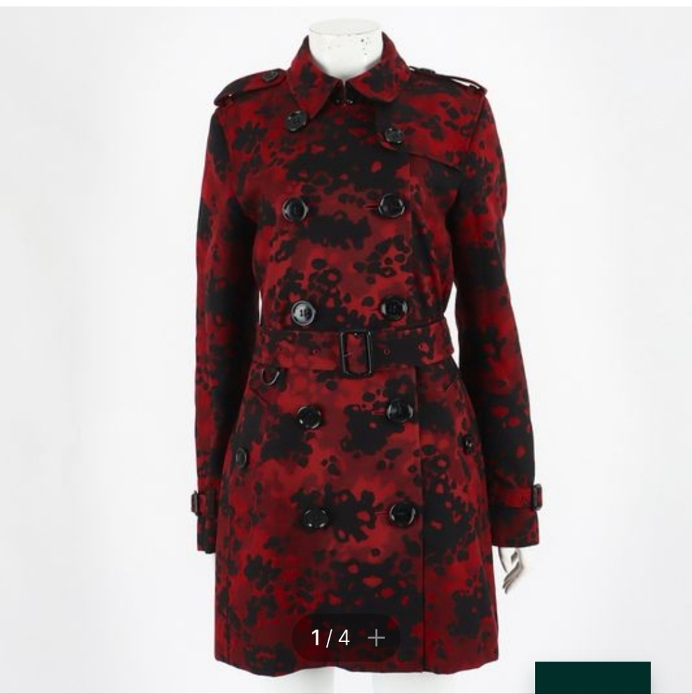 Burberry Red and Black Camo Trench Coat Limited Edition - Picture 2 of 15